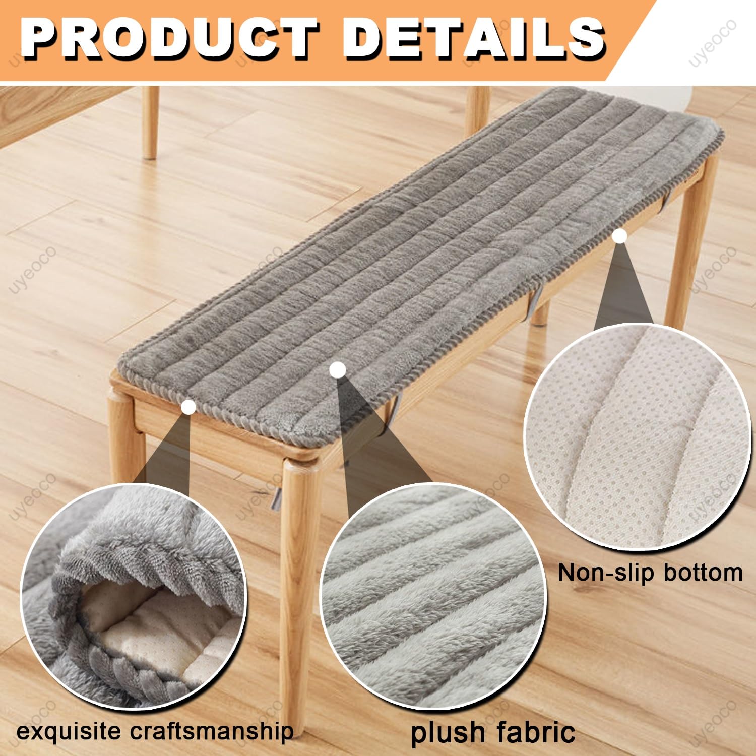 Panca antiscivolo per interni ed esterni, 120/100/130/90/150 x 40/50 cm, perfetta per giardino a baia, patio, sedie lunghe, altalene e pelliccia di portico (grigio, 50 x 200 cm)