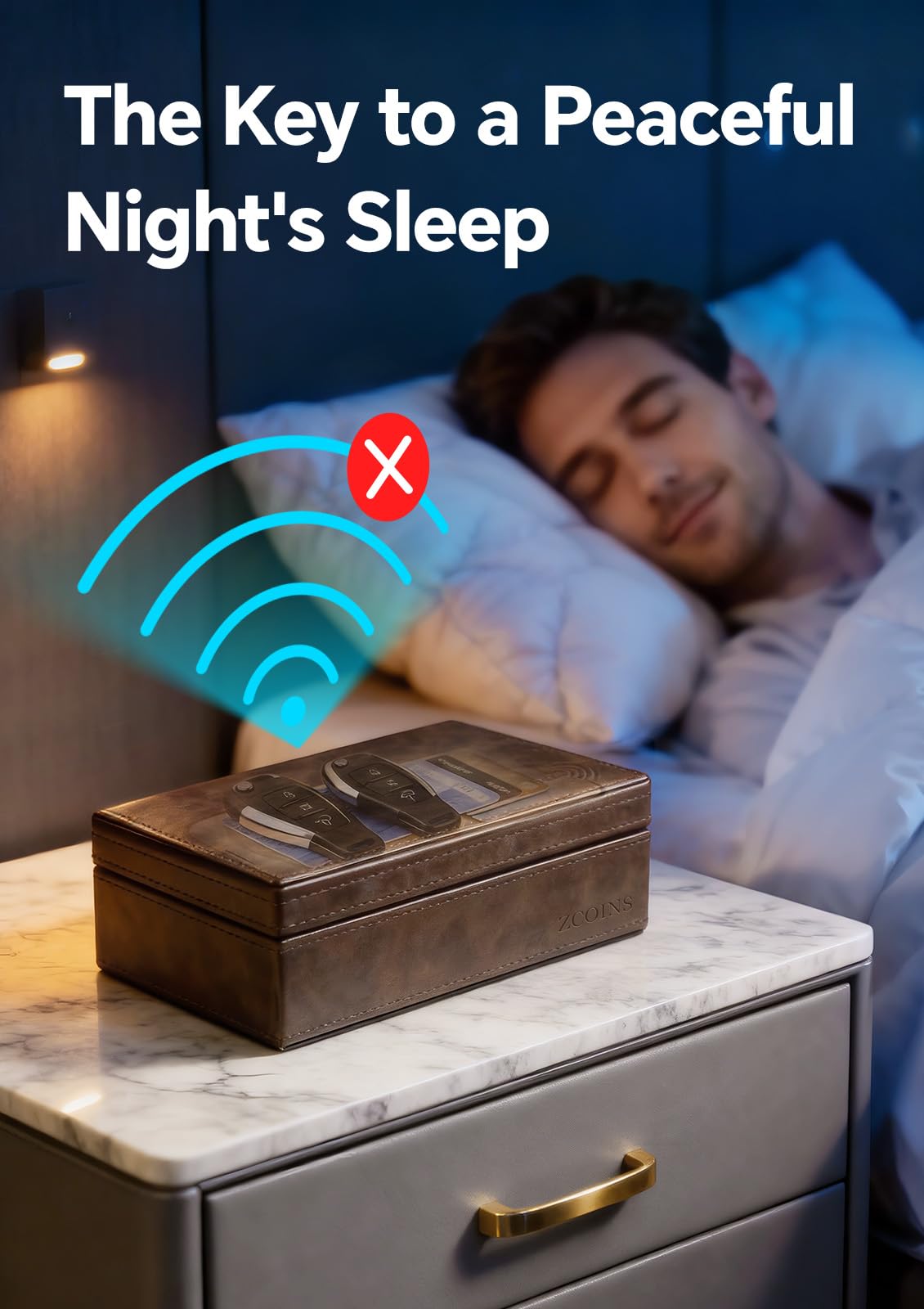 Faraday Box i 2 dwuwarstwowe kieszenie Value Bundle, pudełko blokujące sygnał do kluczyka samochodowego, zestaw blokujący RFID, chroni każdy kluczyk samochodowy z ochroną Faraday, kolor brązowy
