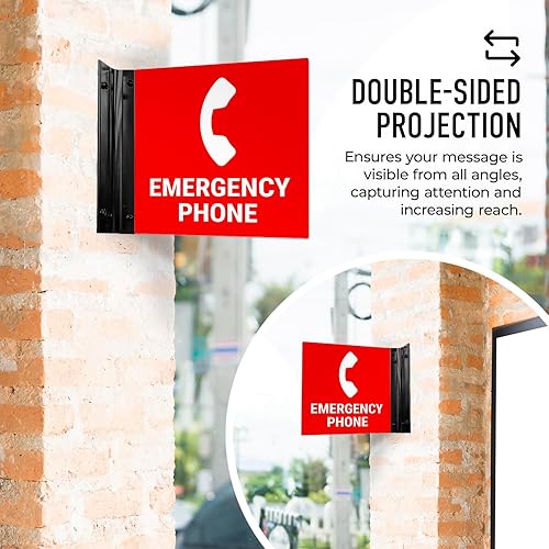 Miniatura 9 de Letrero de emergencia para proyectar teléfono, doble cara, 6x6 pulgadas, ACM, con accesorio de níquel cepillado, fabricado en EE. UU