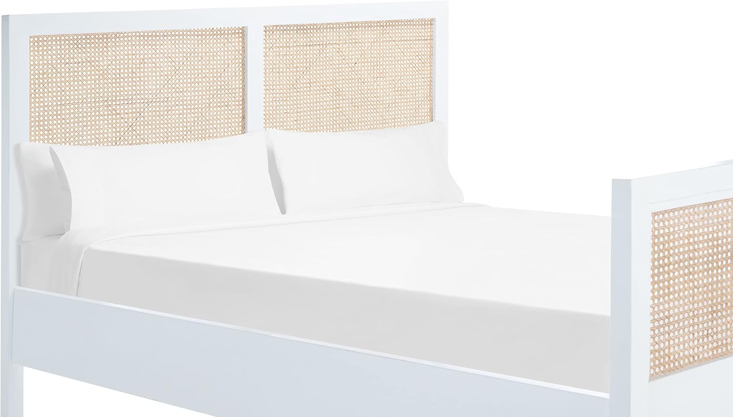 SAFAVIEH Couture Home Collection Kerensa Coastal White/Natural Cane Wood Full Bed