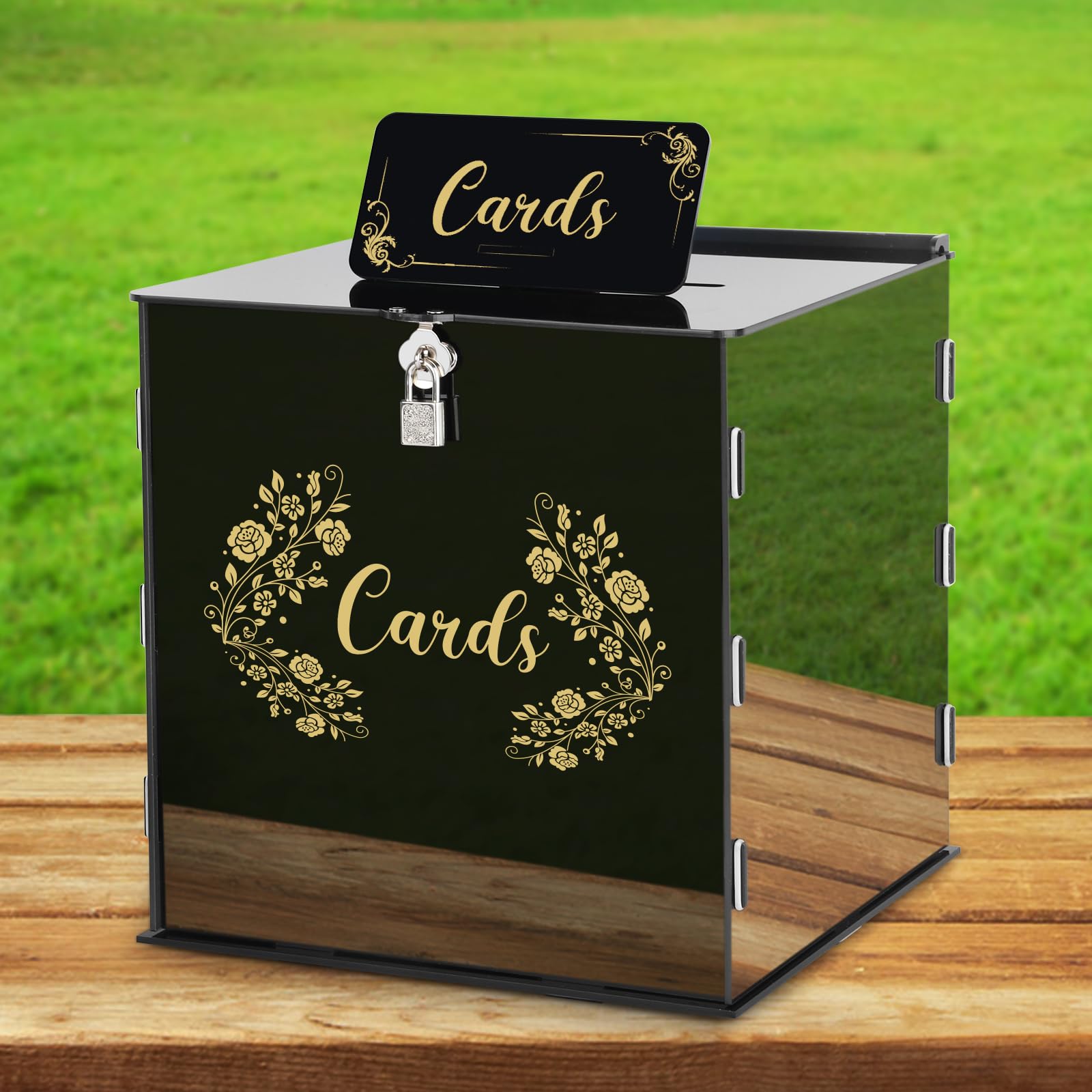 Caja de tarjetas de boda segura contra pérdidas, urna de acrílico grande con llave para sobres