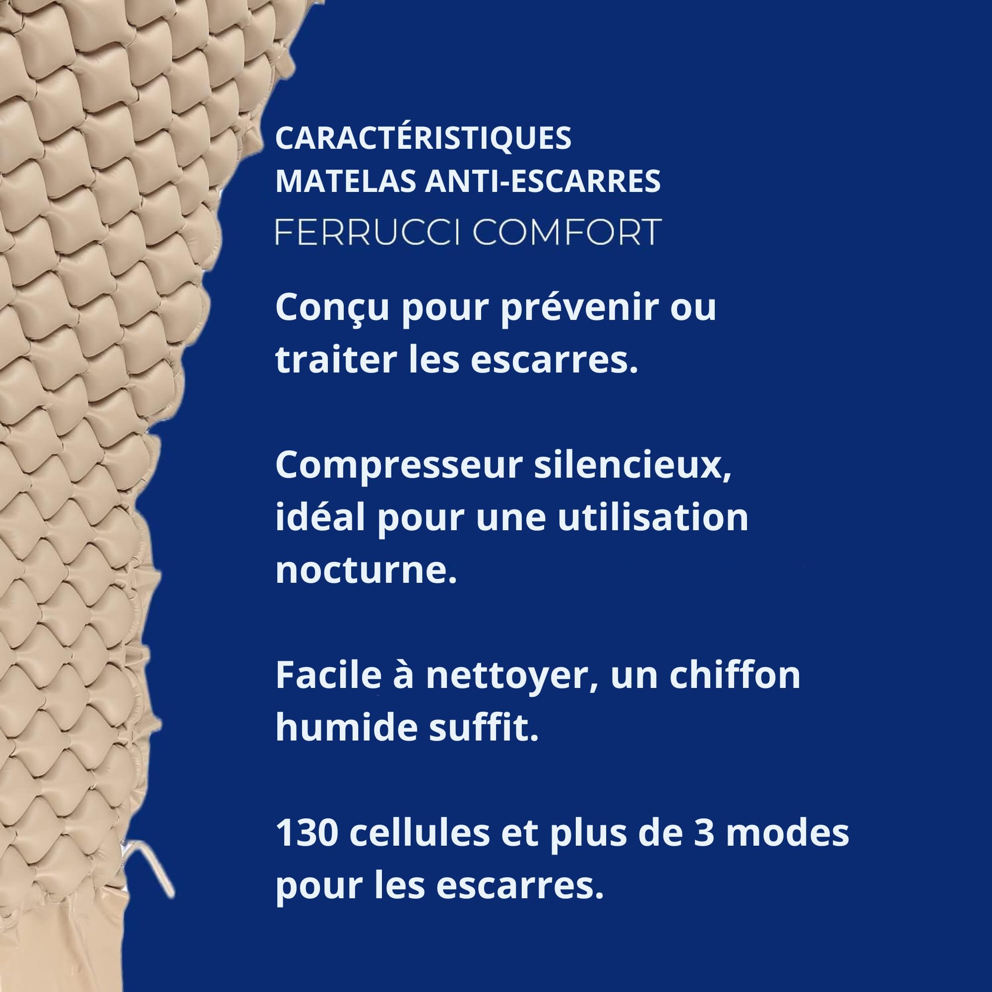 Matelas Anti-escarres Air avec Compresseur, Cellules Air, Soulage la Pression et Favorise la Circulation Sanguine - Matelas à Pression Alternée - est Adapté aux Lits d’hôpital, Capacité 135 kg