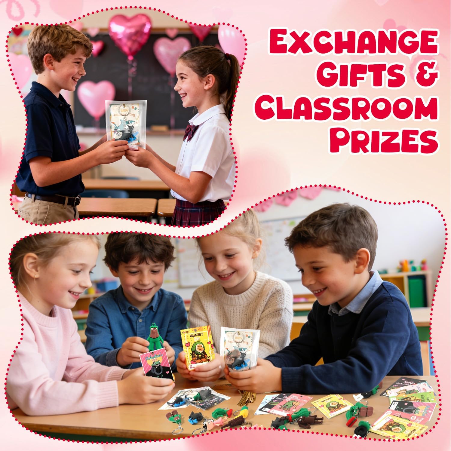 Valentine's Day Gift Cards for Children, 24pcs Italian Brainrot Toys,Tralalero Tralala Action Figure Toys, Children's Party Favours, Classroom Exchange Prizes, School for Kids Gift, PVC Toy Figures