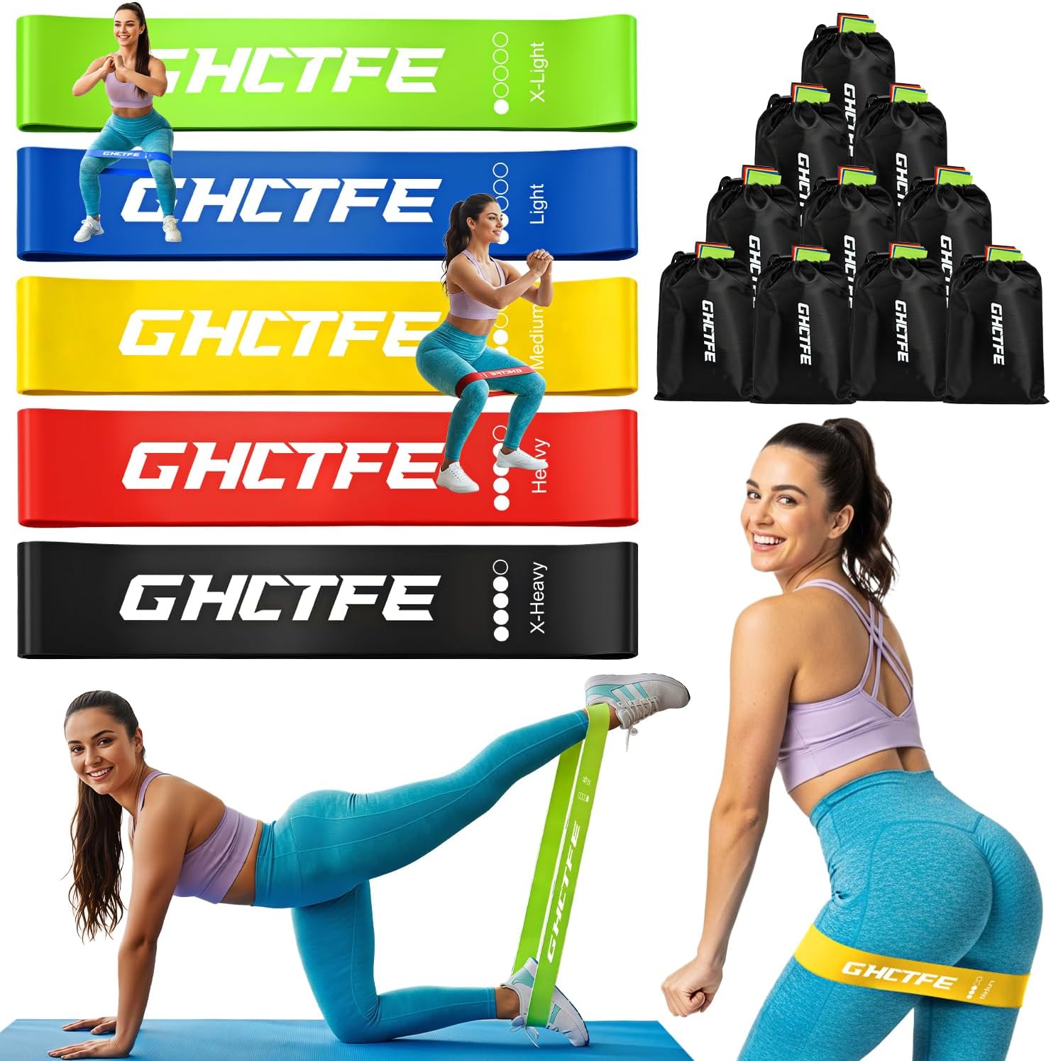 70pcs Resistenza Fasce Bulk Pack per Palestra Studio, Scuole e Formazione Fitness di Gruppo, Fasce di Esercizio per Terapia Fisica, Pilates, Yoga, 14 Set di Mini Bande Resistenza Con Borse di Stoccaggio