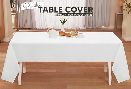 Miniatura 9 de Utopia Kitchen Mantel de plástico desechable (paquete de 6 unidades, 54 x 108 pulgadas), mantel rectangular blanco, impermeable, resistente a las