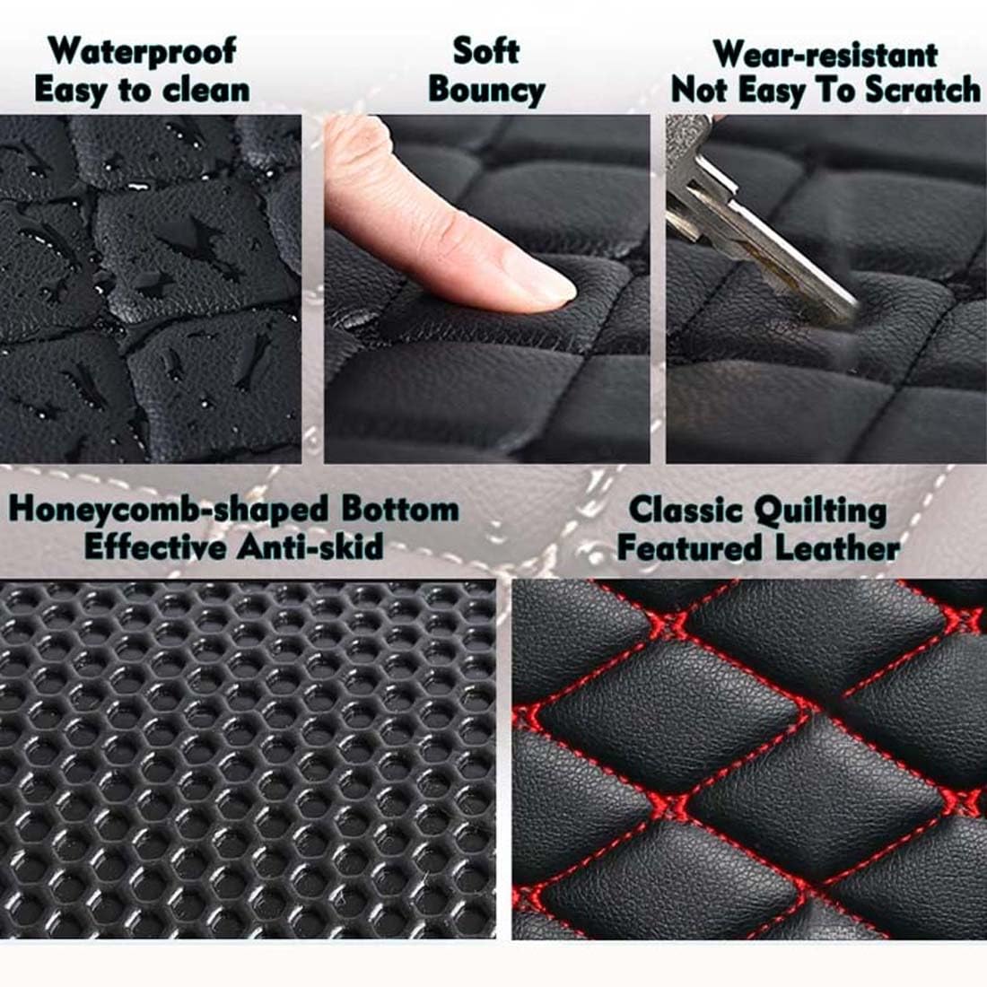 Custom Car Floor Mat for Lynk & Co 01 HEV 2023, Full Coverage Leather Waterproof Pad Car Mats Foot Covers Car Accessories,Blue Black 3Pcs