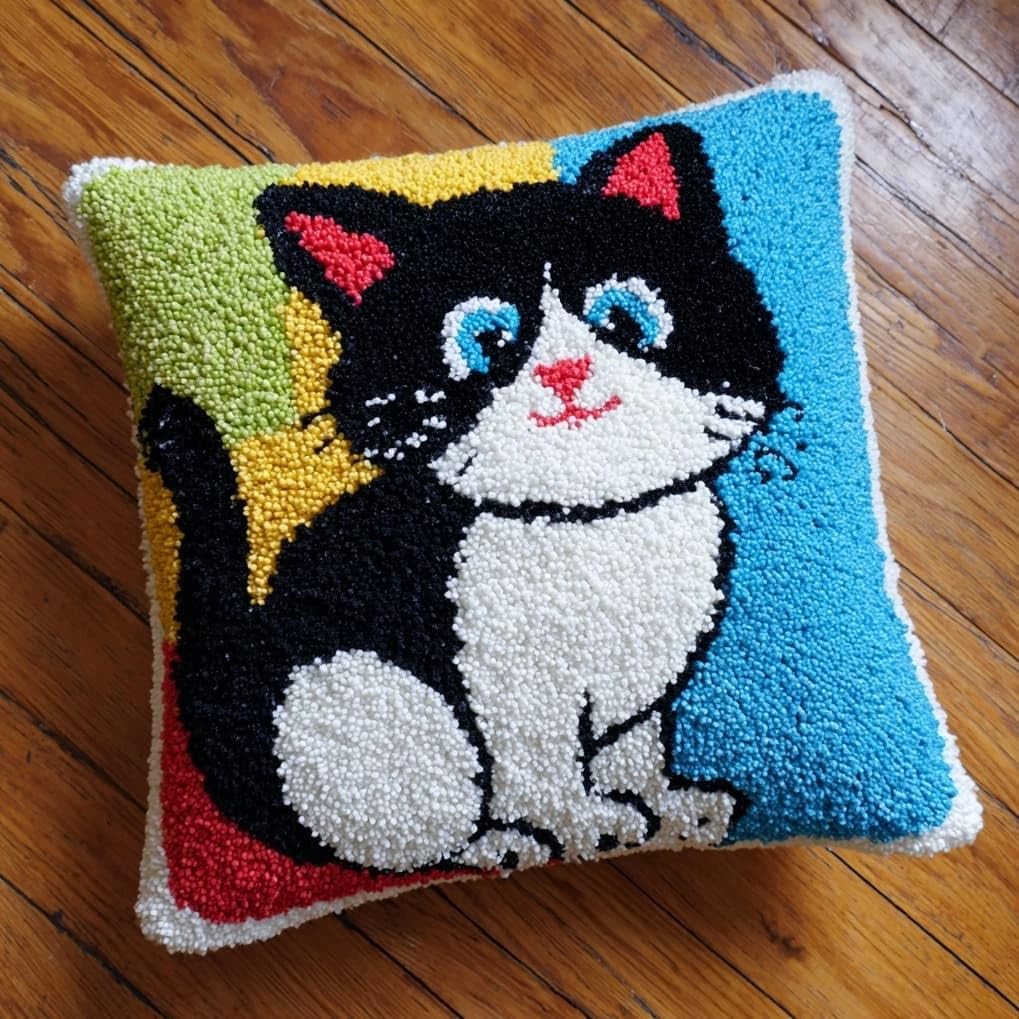 AxiangziK Latch Hook Kits for Adults Beginners,Cute Tuxedo cat