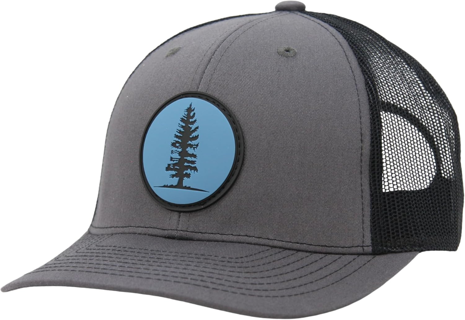 LINDO Trucker Hat [ Pine Tree Design ] for Men and Women: Mid Profile Cap with Breathable Mesh Back and Adjustable Snap