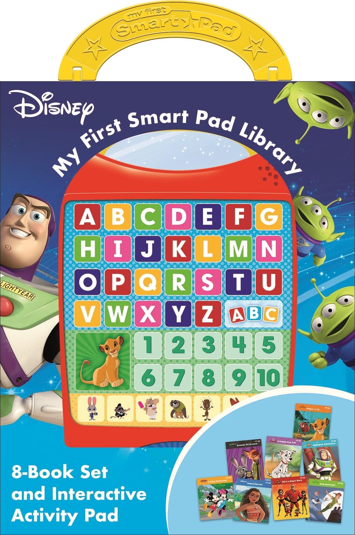 PI KIDS Disney - Mickey, Minnie, Toy Story and More! - My First Smart Pad Electronic Activity Pad and 8-Book Library -