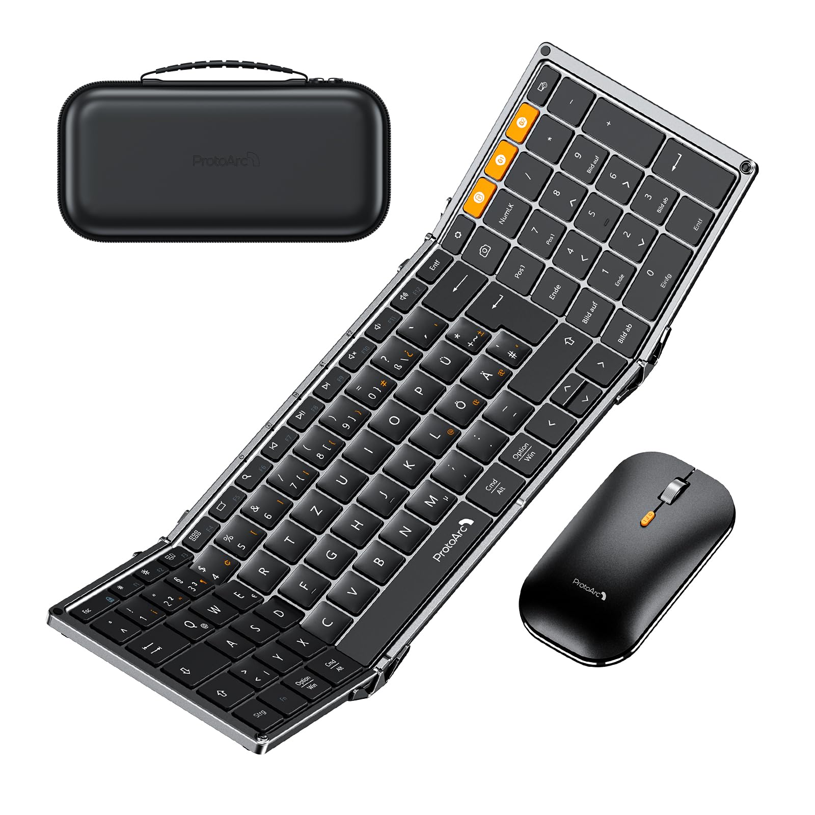 ProtoArc Kabellos Tastatur Maus Set - Bluetooth QWERTZ Deutsch Mit Handballenauflage