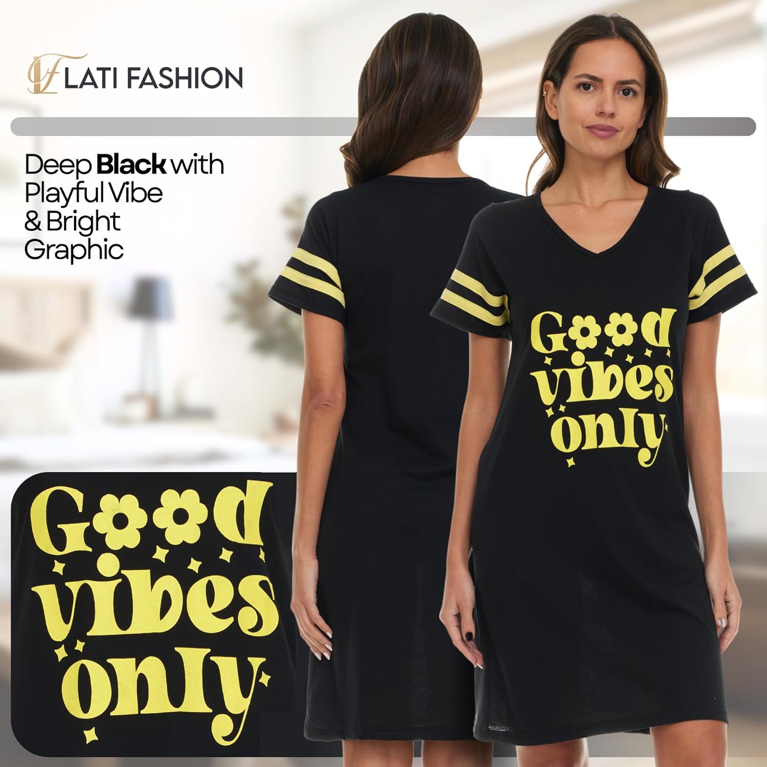 Lati Fashion 3 Pack Nightgowns For Women Soft Cotton Short Sleeve Sleepshirt Casual Sleepwear Nightdress Size S-3X - Image 4