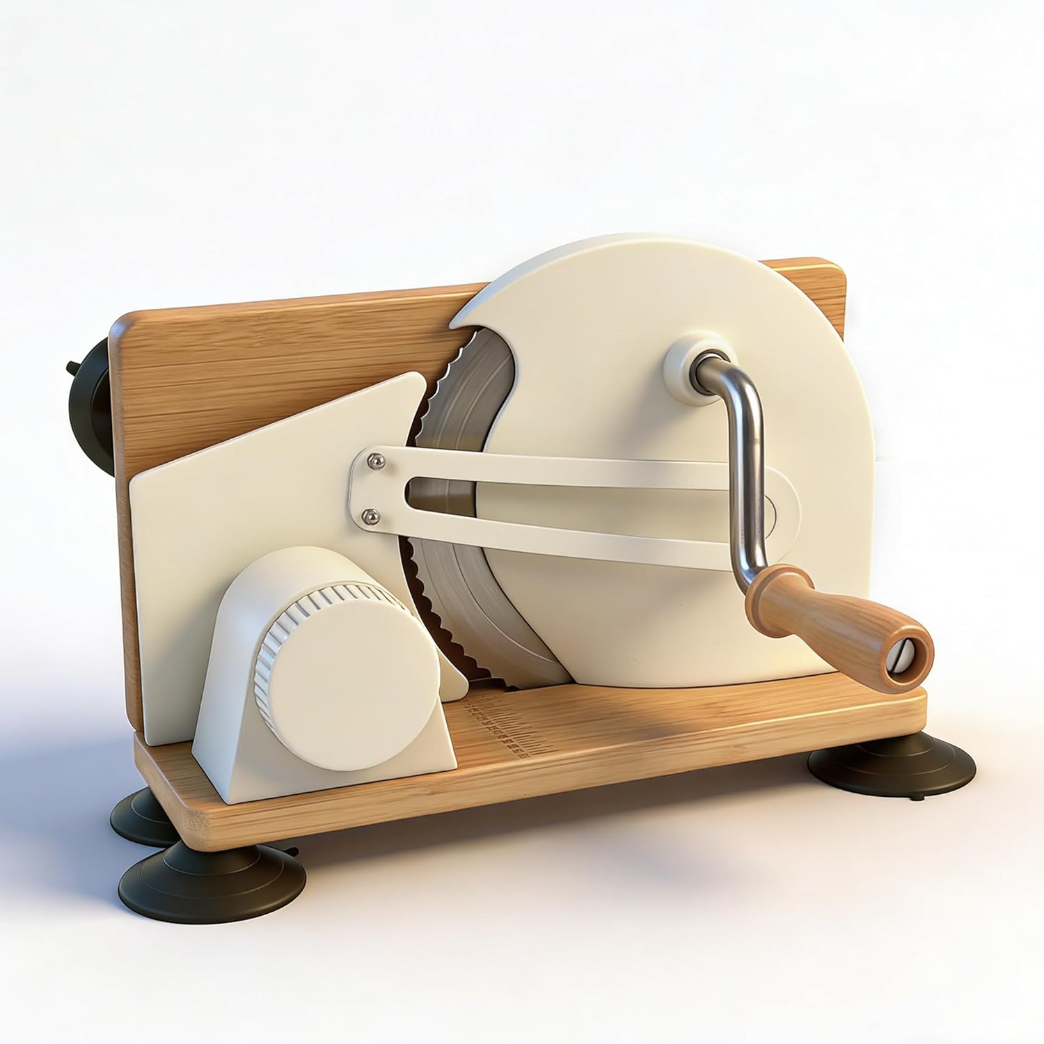 Manual Bread Slicer for Sourdough Bread, Adjustable Thickness Foldable Bread Cutter with Hand Crank, Stainless Steel Blade Bread Slicer (Off-White, Machine)