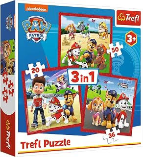 Trefl - Paw Patrol Happy Dogs Paw Patrol - 3-in-1 Puzzles, 3 Puzzles, From 20 To 50 Elements - Colorful Puzzles With Fairytale Characters, Different Difficulty Levels, Creative Entertainment, for Kids From 3 Years