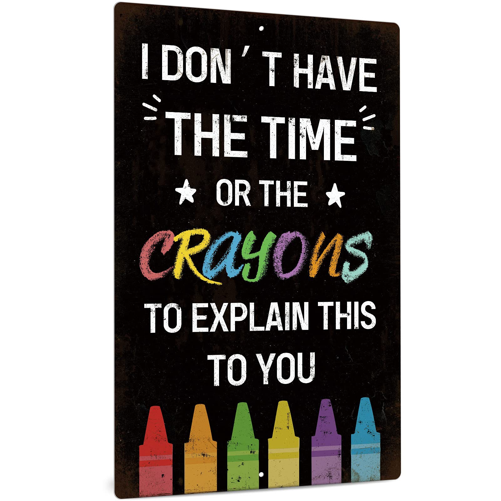 Putuo DecorFunny Sarcastic Metal Sign, Man Cave Bar Decor, I don't Have the Time or the Crayons to Explain This to You, 12x8 Inches