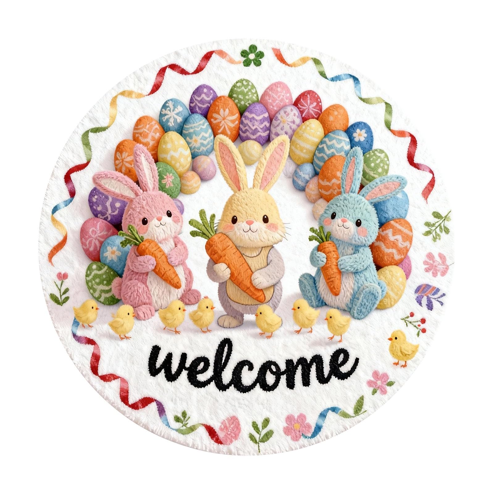 Felpudo redondo de conejito de Pascua de 80 cm ideal para decorar la entrada