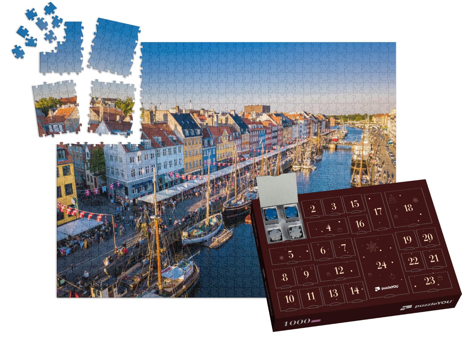 puzzleYOU: Puzzle-Adventskalender | „Historisches Zentrum von Nyhavn, Kopenhagen, Dänemark“ – aus der Puzzle-Kollektion Kopenhagen
