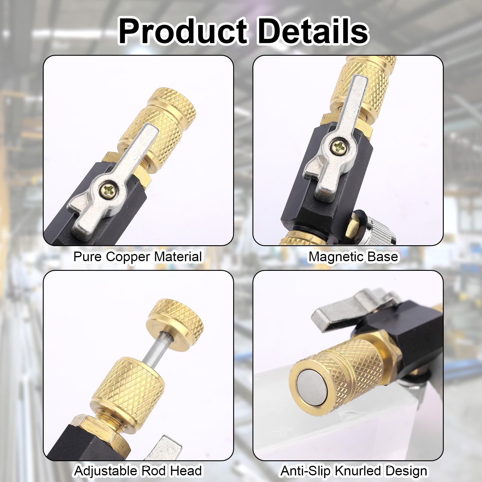 Herramienta de Extracción Núcleos Válvulas HVAC, Puerto Doble 1/4" y 5/16" Latón Premium para R410A R32 Sistemas Aire Acondicionado con Base Magnética y Vacío 20 Micrones