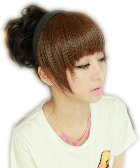 Amazon Dreambeauty レディース前髪ウィッグ前髪付き カチューシャ エクステ ウィッグ ポイントウィッグ カット耐熱ぱーつん 厚い ストレートカット フルバング前髪 金茶色 ポイントウィッグ 通販