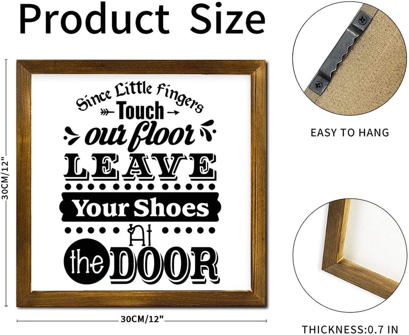 Since Little Fingers Touch Our Floor Wood Framed Signs Quote Saying Welcome Sign Retro Wall Art Hanging Farmhouse Decoration Plaque for Living Room Bedroom Front Door Office 12x12 Inch