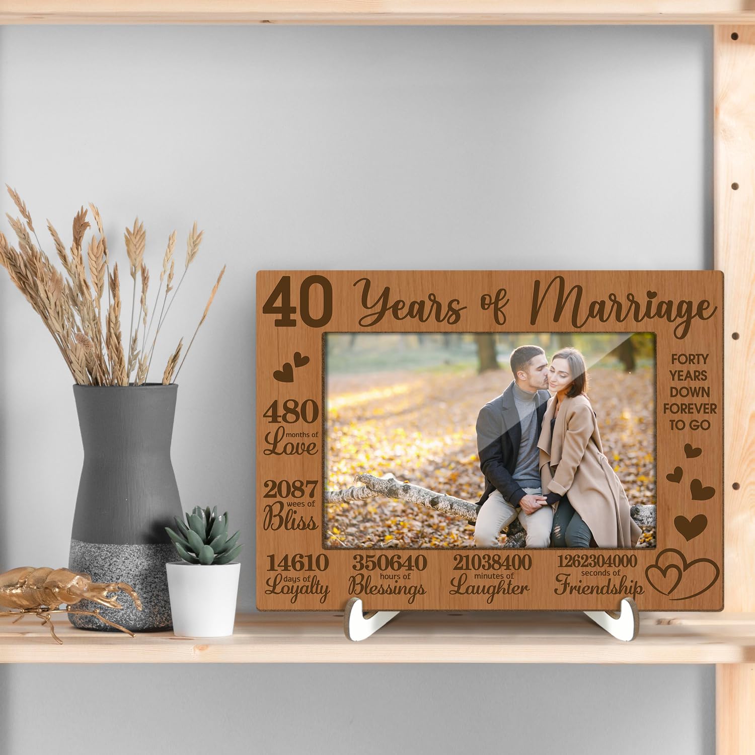 Amazon.co.jp: 結婚40年 写真フレーム 妻 夫 記念日 結婚ギフト 木製