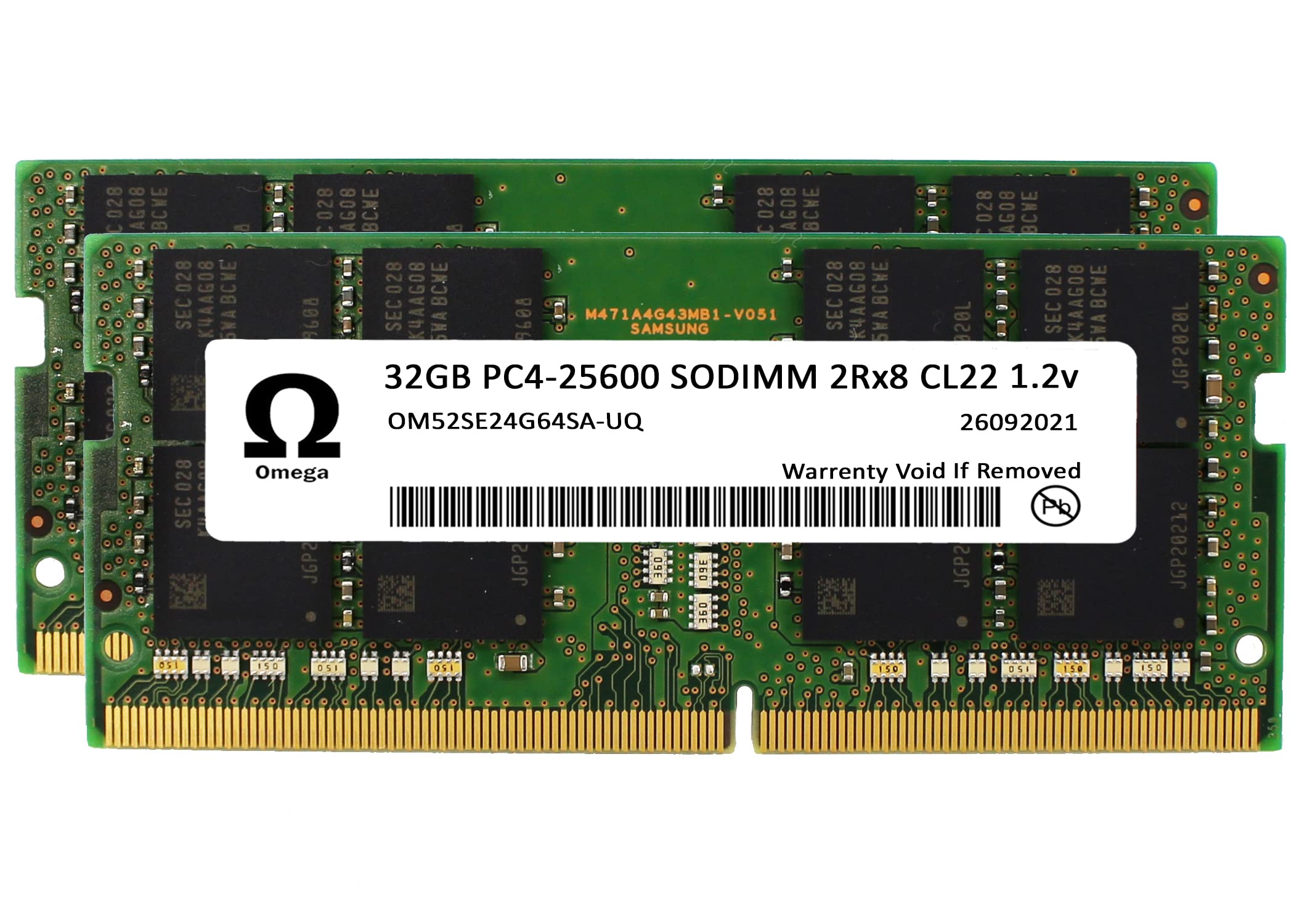 Omega 64GB (2x32GB) Compatible for ASUS, Acer, MSI, Razer, Intel NUC, Shuttle DDR4 2666MHz PC4-21300 SODIMM 2Rx8 CL19 1.2v Laptop Upgrade