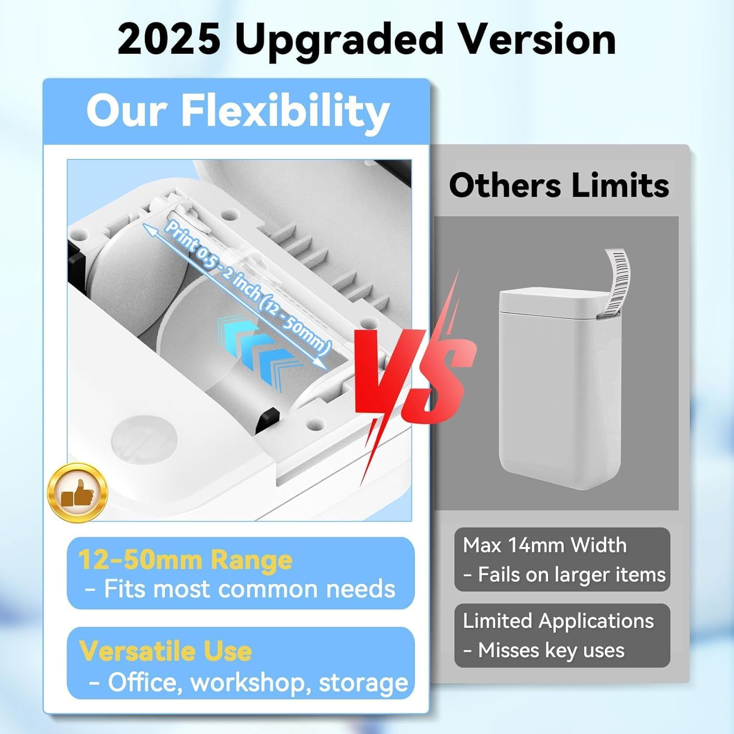 Label Maker Machine with Tape - Inkless Mini Bluetooth Label Printer with Multiple Templates, Wide Waterproof Labels, Portable Thermal Sticker Labeler for School Home Office Kitchen Organization