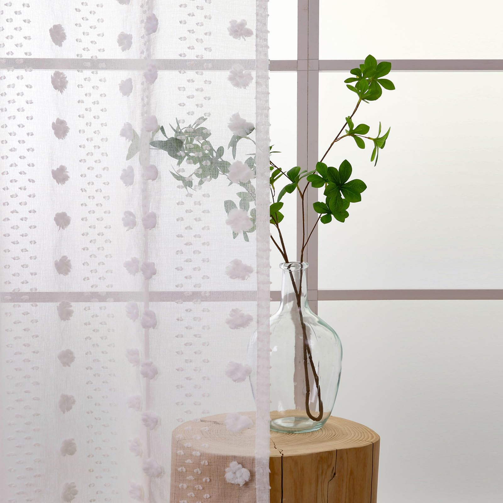 L.Z.E Gardine Weiss für Wohnzimmer, Vorhang Weiß mit Ösen Kurz, Transparent Gardinen Boho Vorhänge für Schlafzimmer Kinderzimmer, 2er Set Schiene Schals Modern Vintage 175 cm Länge Naturweiß
