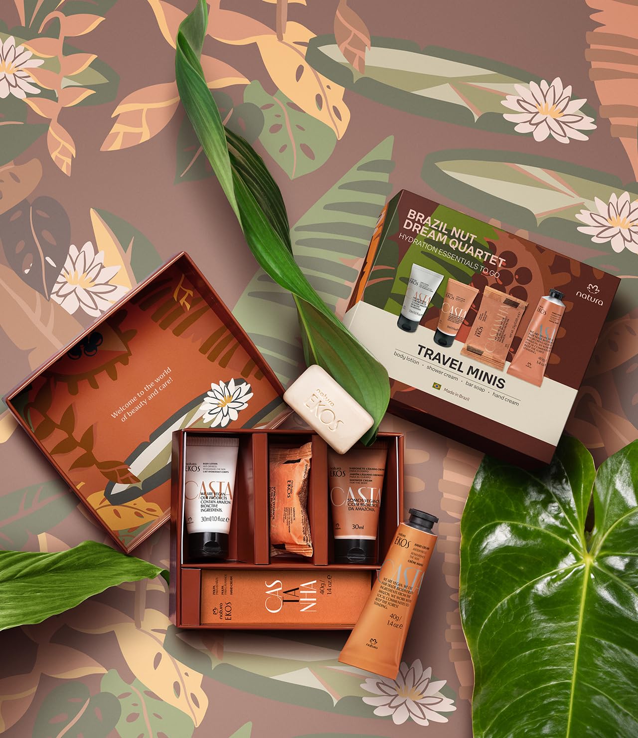 natura - Brazil Nut Dream Quartet Minis Set (4 Travel Size Products) - Castanha Hydration - Bar Soap, Shower Cream, Body Lotion and Hand Cream - Gift Box - Vegan Skin Care - Beauty from the Amazon - Image 3