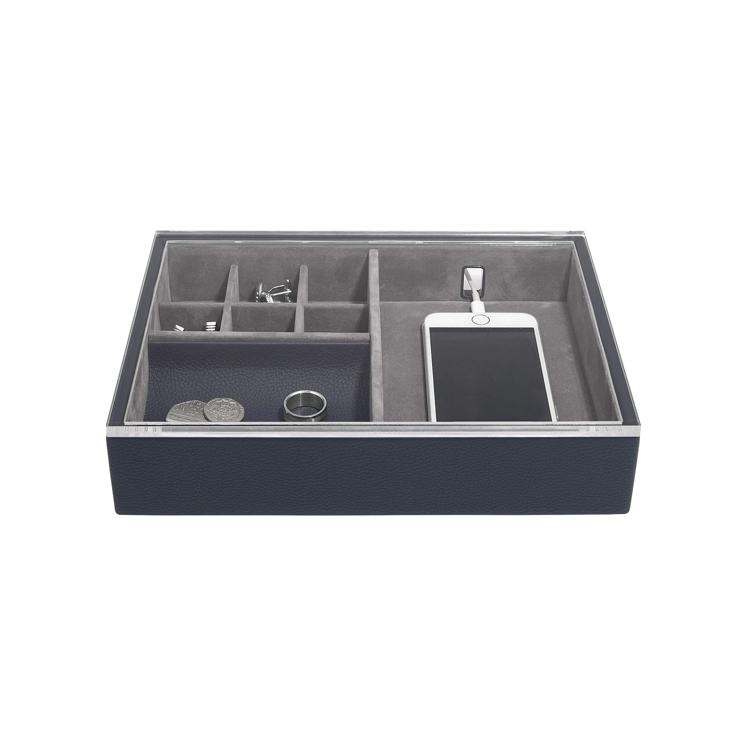 Stackers Navy Blue Valet & Acrylic Lid