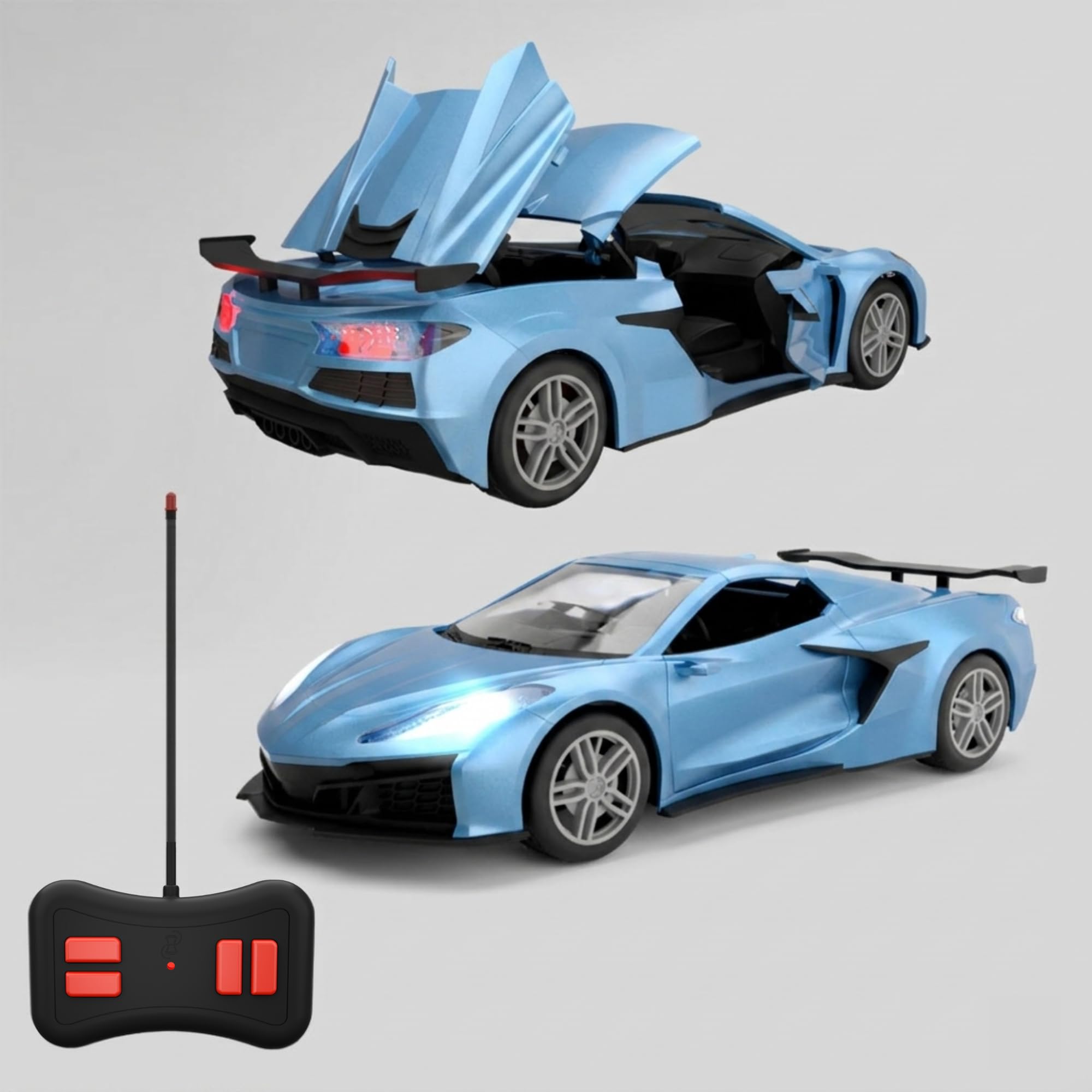 Convertible Remote Control Car for Kids | Rechargeable RC Car with 2+ Hours Playtime | Manually Openable Doors & Roof | Made in India (Matte Blue)-image-48