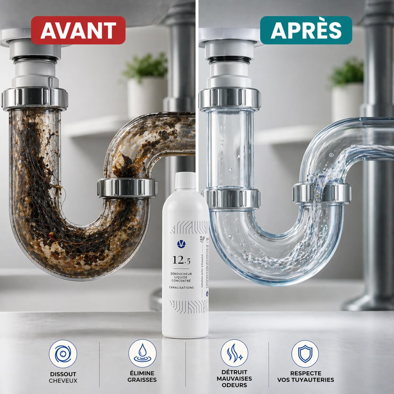 N°12.5 Déboucheur Concentré – Cheveux Graisses 2 Interventions Pro