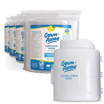 Fresh Scent Sanitizing Hand Wipes Kit - Get 4 1200ct Refill Rolls and 1 FREE White Wall Mounted Dispenser, Total 4800 Wipes