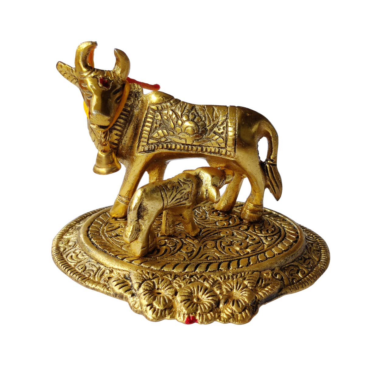 Shubhanjali� Kamdhenu Cow with Calf,Metal Cow and Calf,Elegant Kamdhenu Cow and Calf Metal Statue|Spiritual Showpiece,Home D�cor