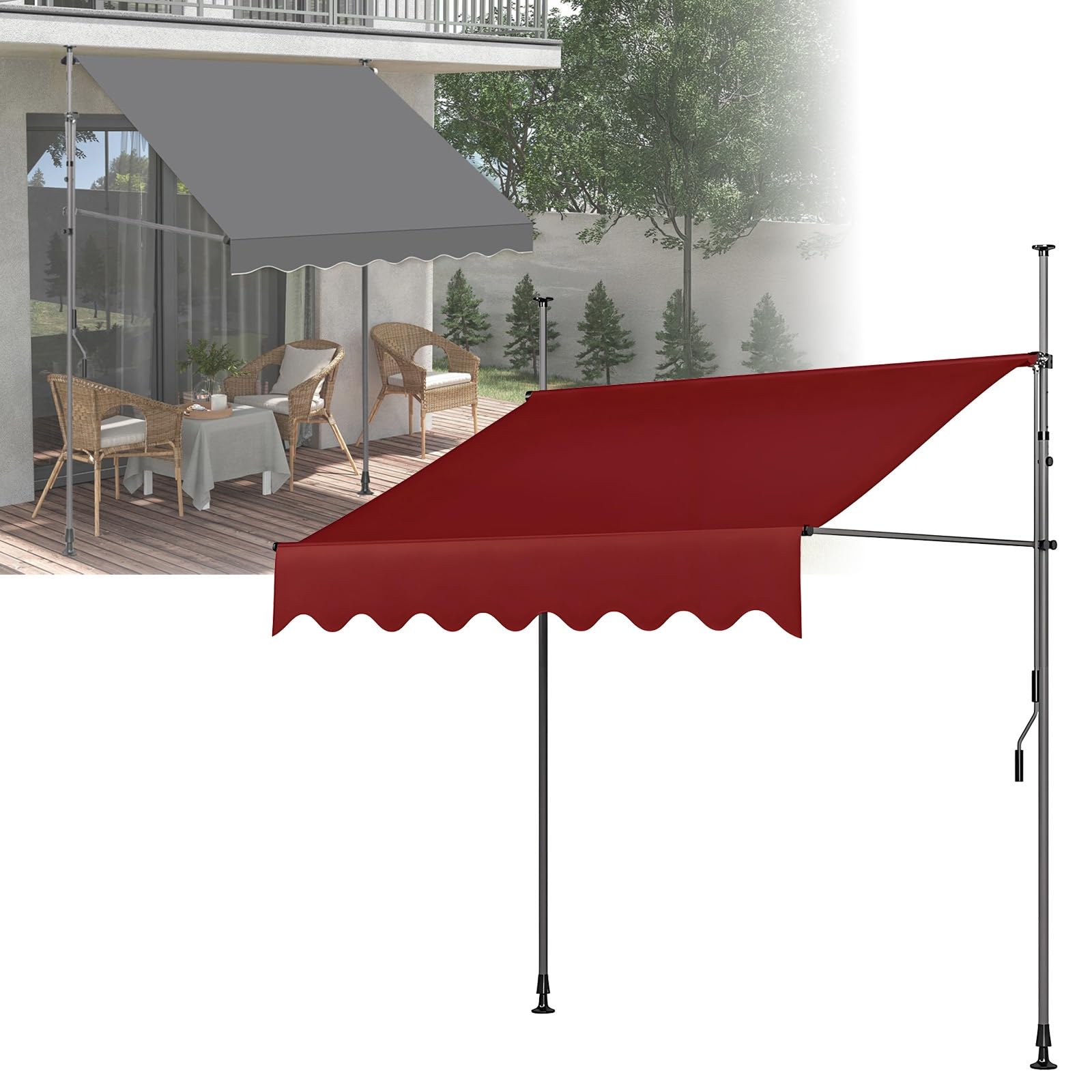Pare-soleil rétractable extérieur réglable sans outil anti UV pour balcon et terrasse