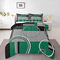 Vista 28 de Moderno juego de ropa de cama de color morado, negro y gris, edredón de círculos geométricos con espirales, edredón acolchado a rayas abstractas a