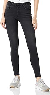 بنطلون جينز ضيق بخصر متوسط للنساء من اونلي جيه دي واي بلوم، مقاس L، لون اسود دينيم