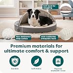 Furhaven 35" Lit rond pour chiens orthopédiques pour grands chiens/moyens avec/Couvercle amovible lavable, pour chiens jusqu'à 50 Lbs - Sherpa & Suede Snuggery - Gris, 35-inch