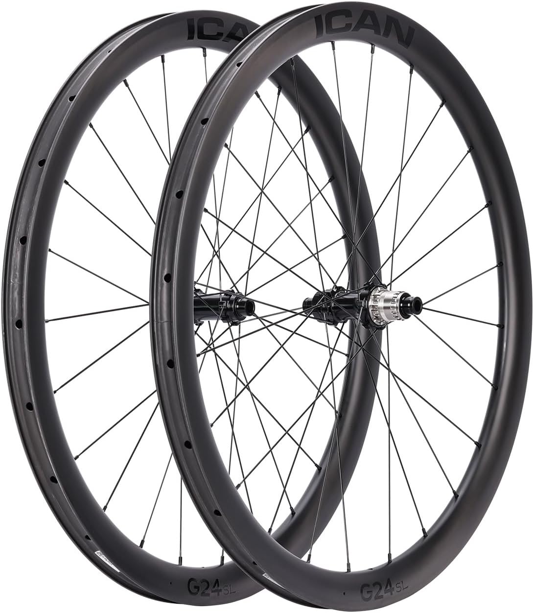 ICAN 700C G24SL-1297g/G25SL-1352g Carbon Gravel Bike Wheelset Disc Brake 40mm Depth/50mm Depth-25mm Inner Width