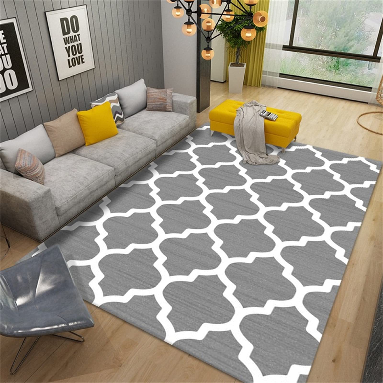 Alfombra para silla gaming gris de 180x280cm grande y lavable en lavadora para dormitorio