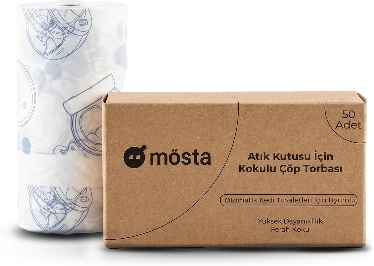 Çöp Torbası - Akıllı Kedi Tuvaletleri ile Uyumlu Kokulu & Büzgülü Çöp Torbası - UBPet C10 Pro ve UBPet C20 Uyumlu - 4 Litre Hazne - 50 Adet