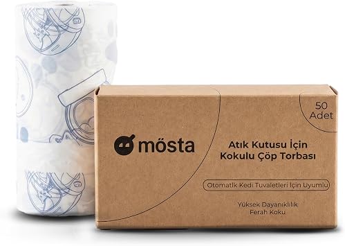 Çöp Torbası - Akıllı Kedi Tuvaletleri ile Uyumlu Kokulu & Büzgülü Çöp Torbası - UBPet C10 Pro ve UBPet C20 Uyumlu - 4 Litre Hazne - 50 Adet