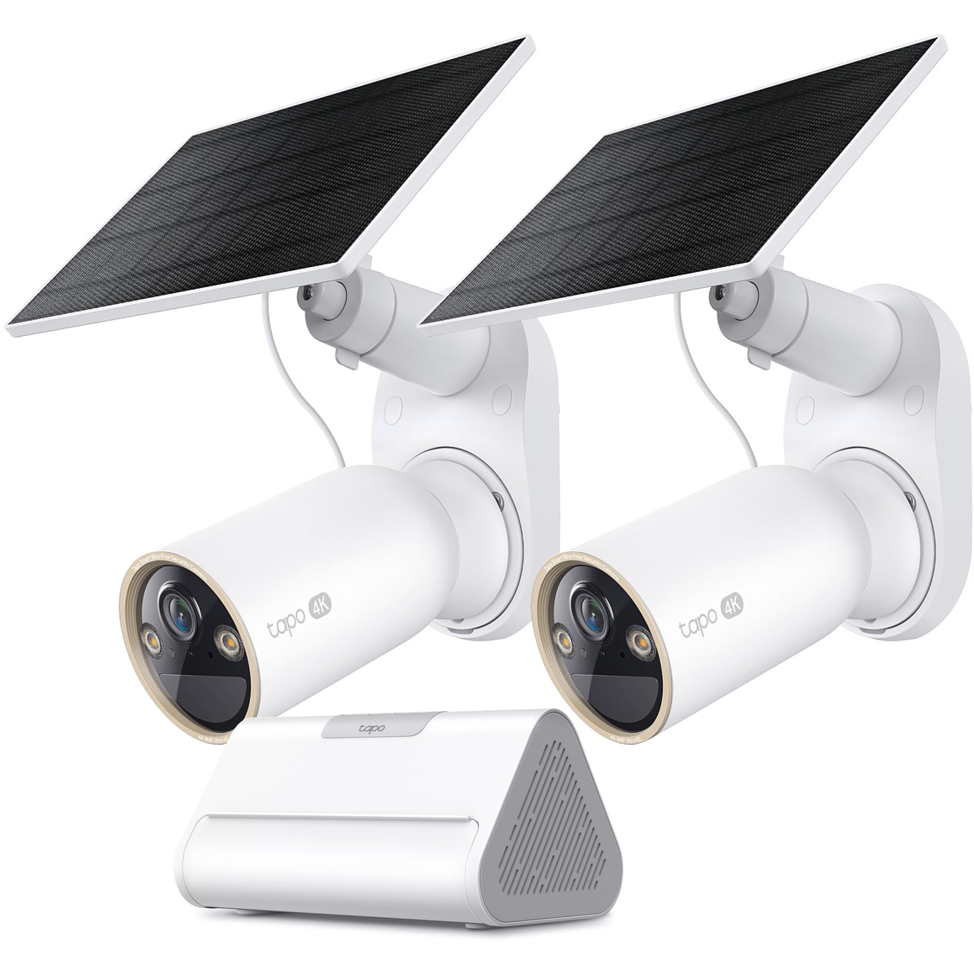tapo 4k outdoor solar-powered cameras c460 kit x 2-camera smart hub h500 x1 bundle expandable local storage up to 16tb no monthly fee personvehiclepet detection