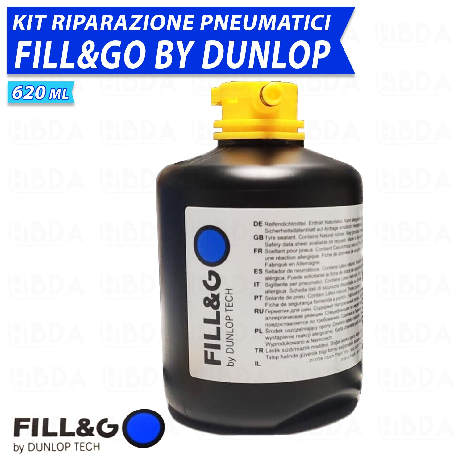 Sistema di Riparazione Pneumatici Kit Gonfia e Ripara Fill&Go by Dunlop Tech per MERCEDES-BENZ CLASSE R tutte le versioni, Pompa Elettrica da 620 ML