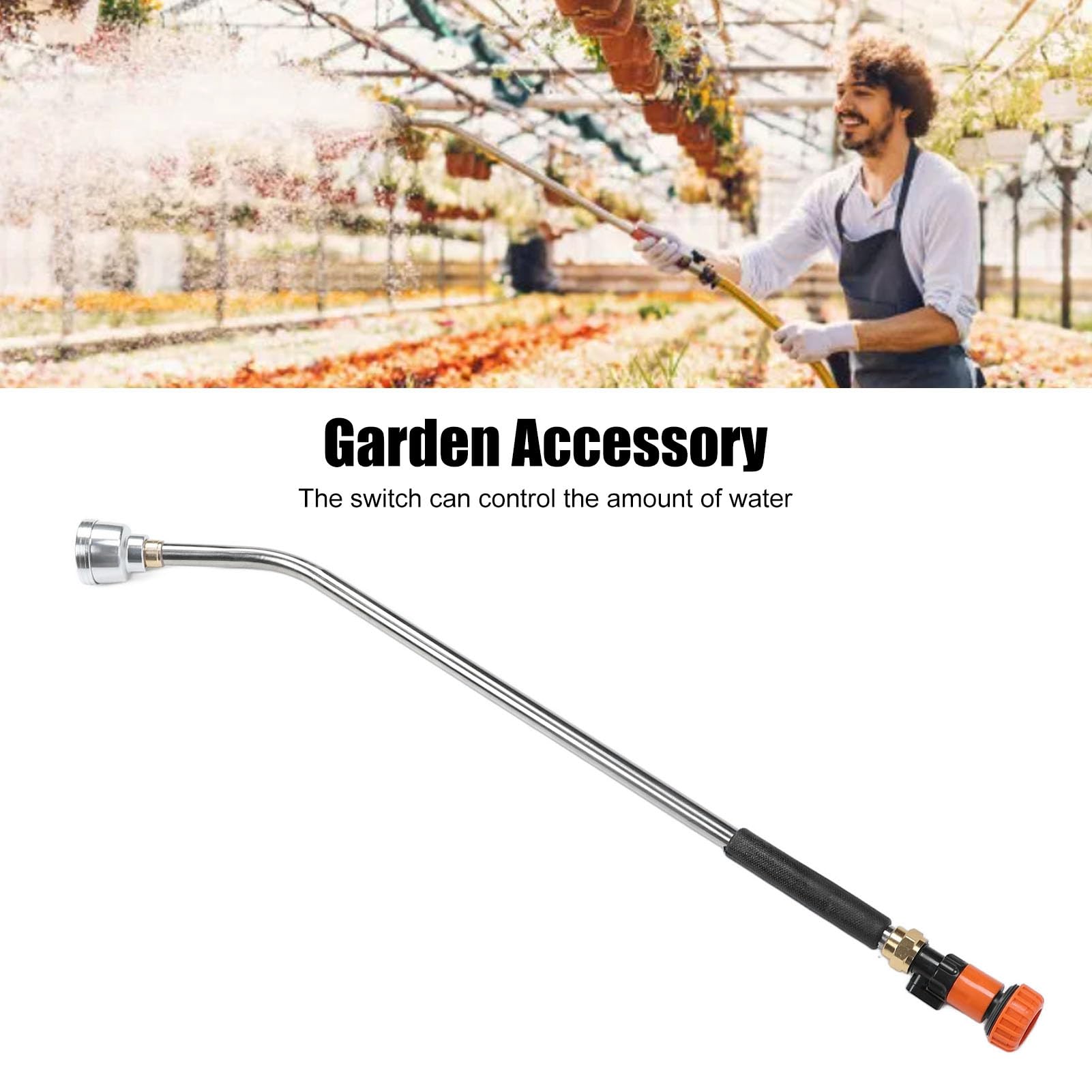 Boquilla de Manguera Larga, Vara de Riego, Excelente Sellado, Accesorio de Jardín para Riego de Plantas, Acero Inoxidable, Aluminio, 1 ud. (90cm)