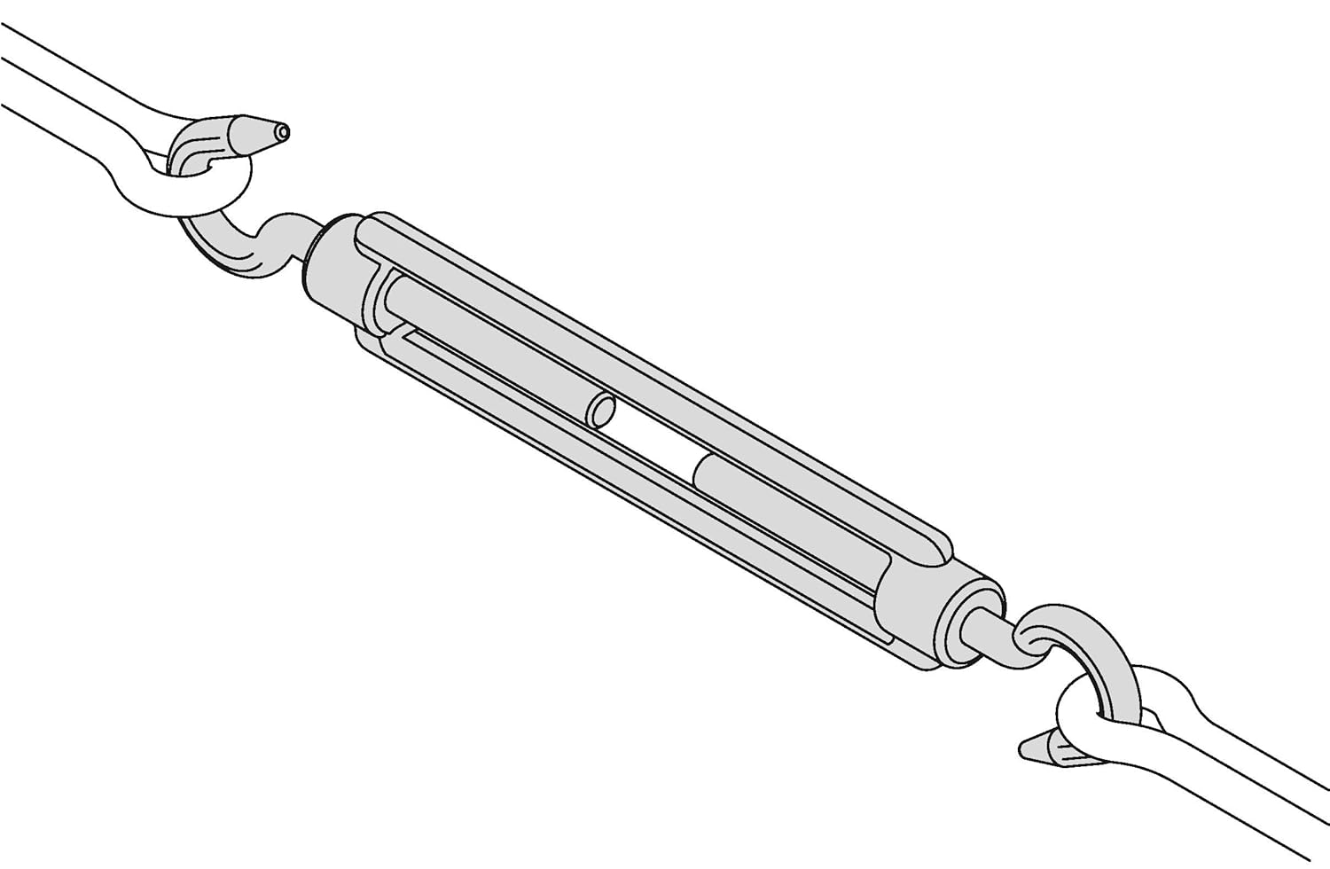 Amig - Double Hook Tensioner with Threaded Body Mod.30120 Stainless Steel - Suitable for Tensioning Metal Cables or Wires, Awnings, Tarpaulins or Candles - Size: Screw M5 x 70mm.
