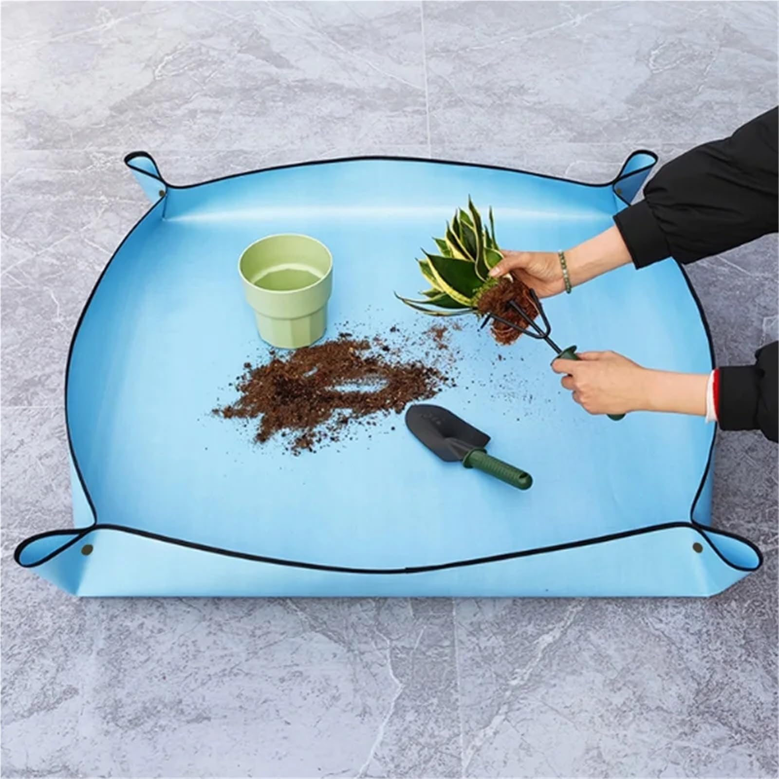 Tapis de Jardinage Imperméable Fournitures de Jardinage Tapis Plantation 50cm Pliable Plante Jardin Pot Fleur Transplantation réutilisable Accessoires(Black)