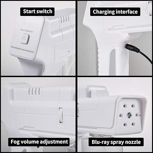 Miniatura 5 de Pistola de vapor de mano Nano atomizador, pulverizador nebulizador portátil, gran capacidad para viajes o uso diario en el hogar (blanco)