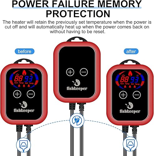 Miniatura 4 de Calentador de acuario, calentador de tanque de peces ajustable de 1000 W con controlador de pantalla digital, calentador de agua sumergible con