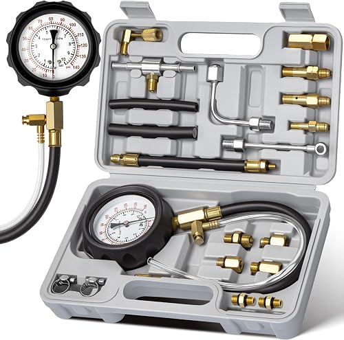 AUTOWN Fuel Pressure Tester Kit 0-140PSI with Adapters for Cars, Trucks, ATVs, Fuel Pump Injector, Fuel Pressure Gauge Diagnostic Tool