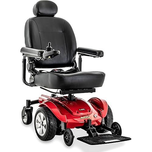 Pride Mobility Jazzy Select Power Chair - Electric Wheelchair Scooter for Adults, 300 Lbs Weight Capacity, U-1 Battery, 20""x18-20"" Seat Size, Red